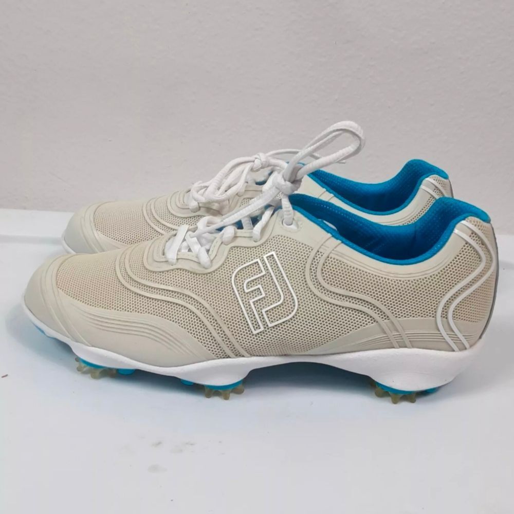 Footjoy Fjaspire Golf Shoes sneakers cleats spikes Almond Blue Women's Size 7.5